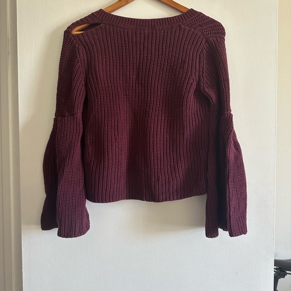 Free People Damsel Cotton Knit Flare Bell Sleeve Sweater Size XS EUC - Picture 6 of 8